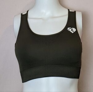 Women's Best Power Seamless Sports Bra in Khaki Green size Small